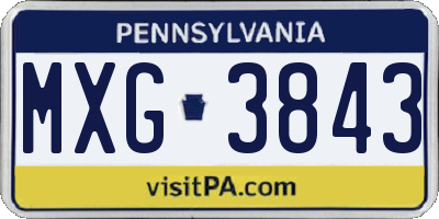 PA license plate MXG3843
