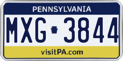 PA license plate MXG3844