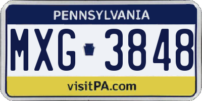PA license plate MXG3848