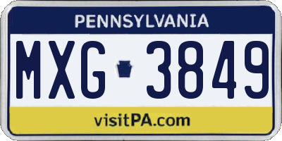 PA license plate MXG3849