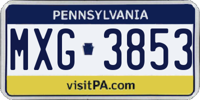 PA license plate MXG3853