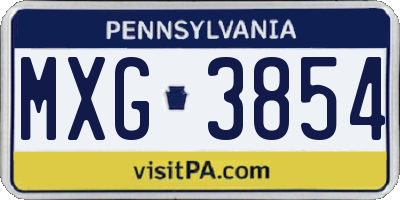 PA license plate MXG3854