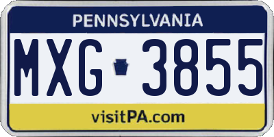 PA license plate MXG3855