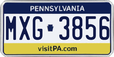 PA license plate MXG3856
