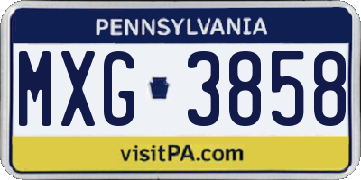 PA license plate MXG3858