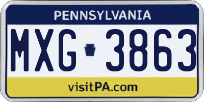 PA license plate MXG3863
