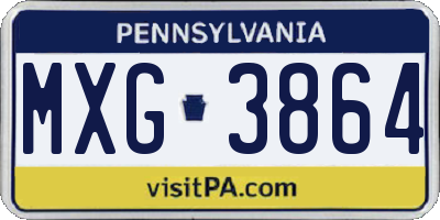 PA license plate MXG3864