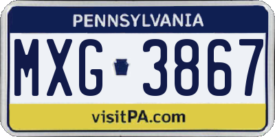 PA license plate MXG3867
