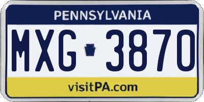 PA license plate MXG3870