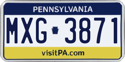 PA license plate MXG3871