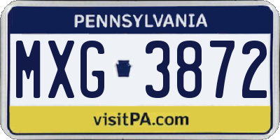 PA license plate MXG3872