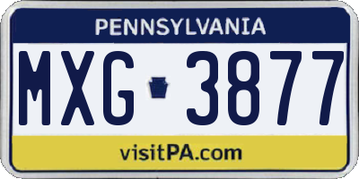 PA license plate MXG3877