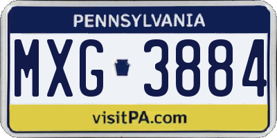 PA license plate MXG3884