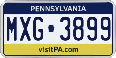 PA license plate MXG3899