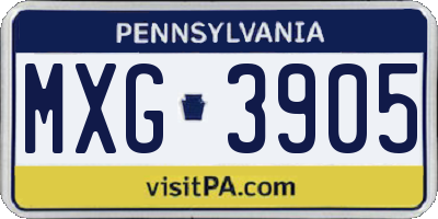 PA license plate MXG3905