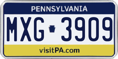 PA license plate MXG3909