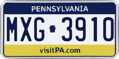 PA license plate MXG3910