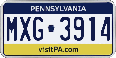PA license plate MXG3914