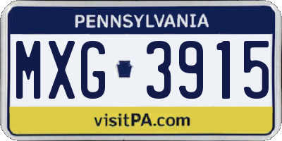 PA license plate MXG3915