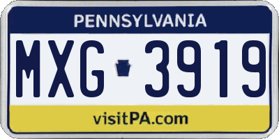 PA license plate MXG3919