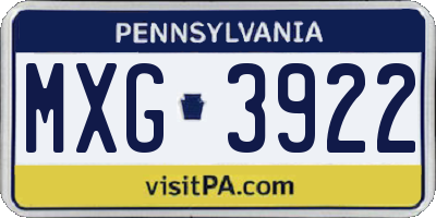 PA license plate MXG3922