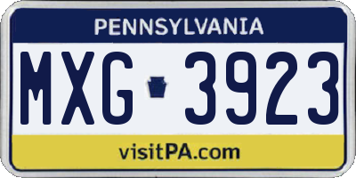 PA license plate MXG3923