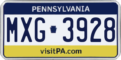 PA license plate MXG3928