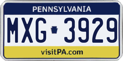 PA license plate MXG3929