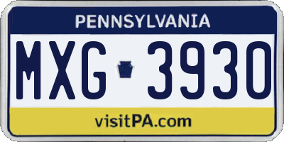PA license plate MXG3930