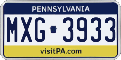 PA license plate MXG3933