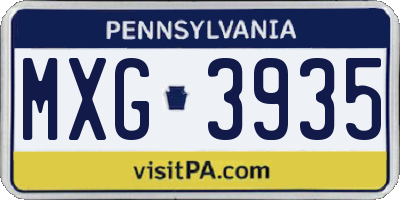 PA license plate MXG3935
