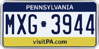 PA license plate MXG3944