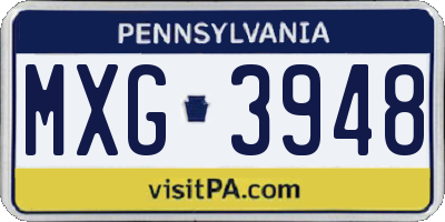 PA license plate MXG3948