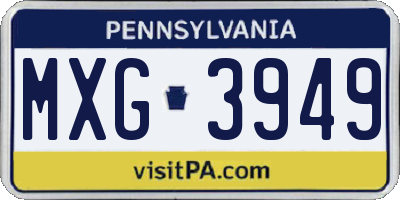 PA license plate MXG3949
