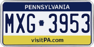 PA license plate MXG3953
