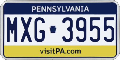 PA license plate MXG3955