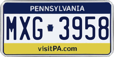 PA license plate MXG3958