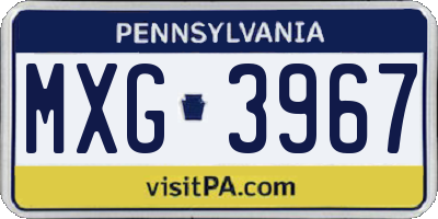 PA license plate MXG3967