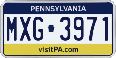 PA license plate MXG3971