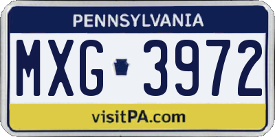 PA license plate MXG3972