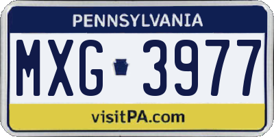 PA license plate MXG3977