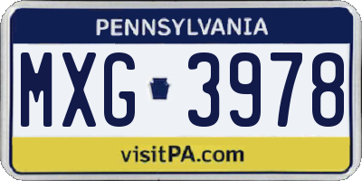PA license plate MXG3978