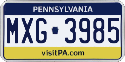 PA license plate MXG3985
