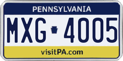 PA license plate MXG4005