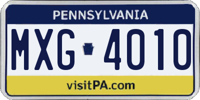 PA license plate MXG4010