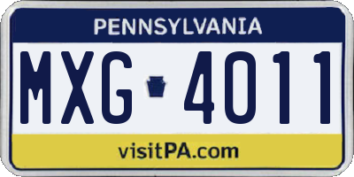 PA license plate MXG4011