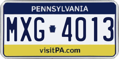 PA license plate MXG4013