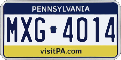 PA license plate MXG4014