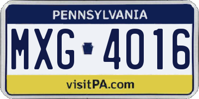PA license plate MXG4016