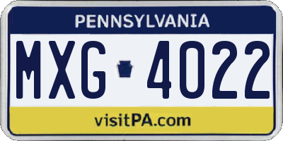 PA license plate MXG4022